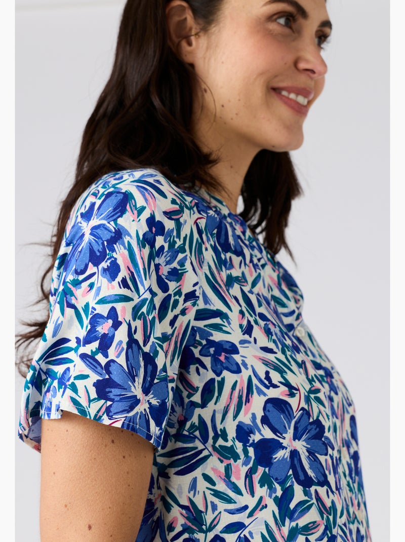 Blouse imprimée manches courtes Climatyl - Damart Bleu - Kiabi