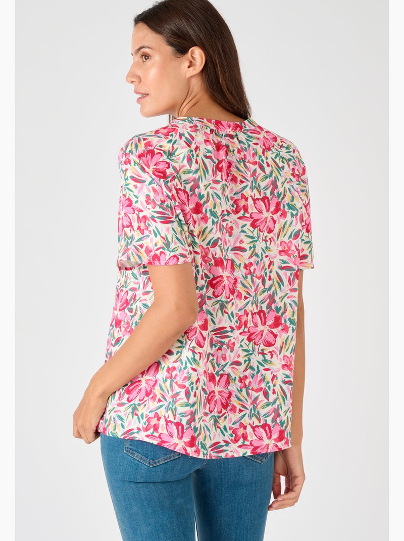 Blouse imprimée manches courtes Climatyl - Damart Rose - Kiabi