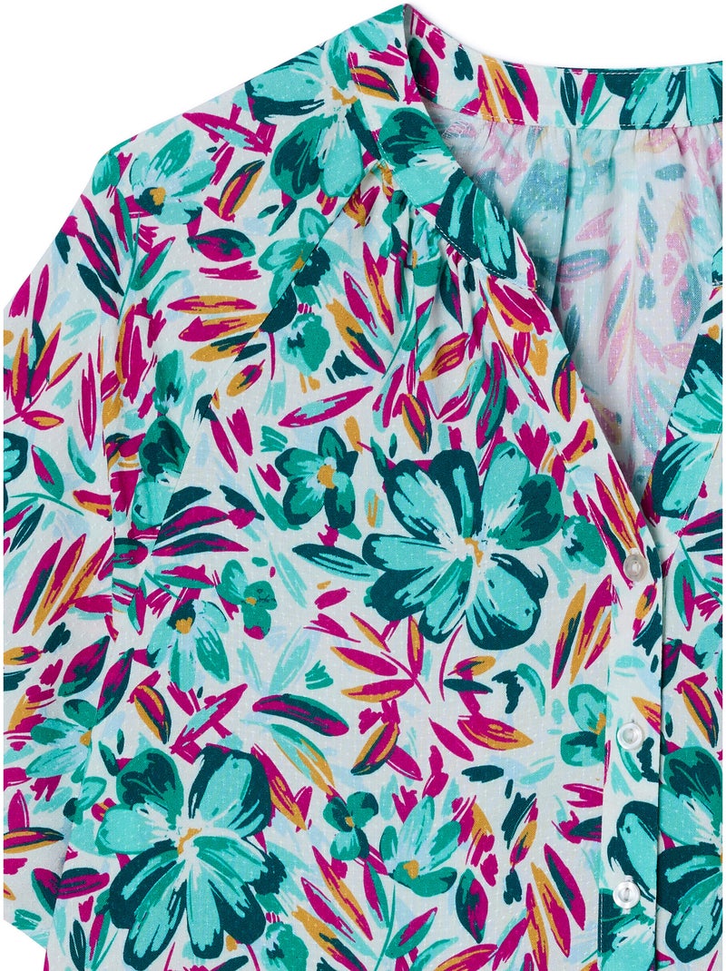 Blouse imprimée manches courtes Climatyl - Damart Vert - Kiabi