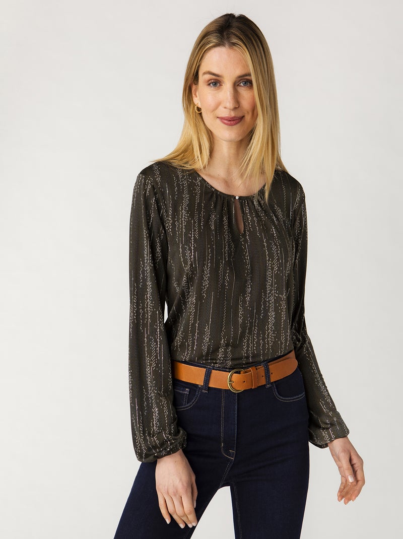 Blouse imprimée métallisée - Damart Vert - Kiabi