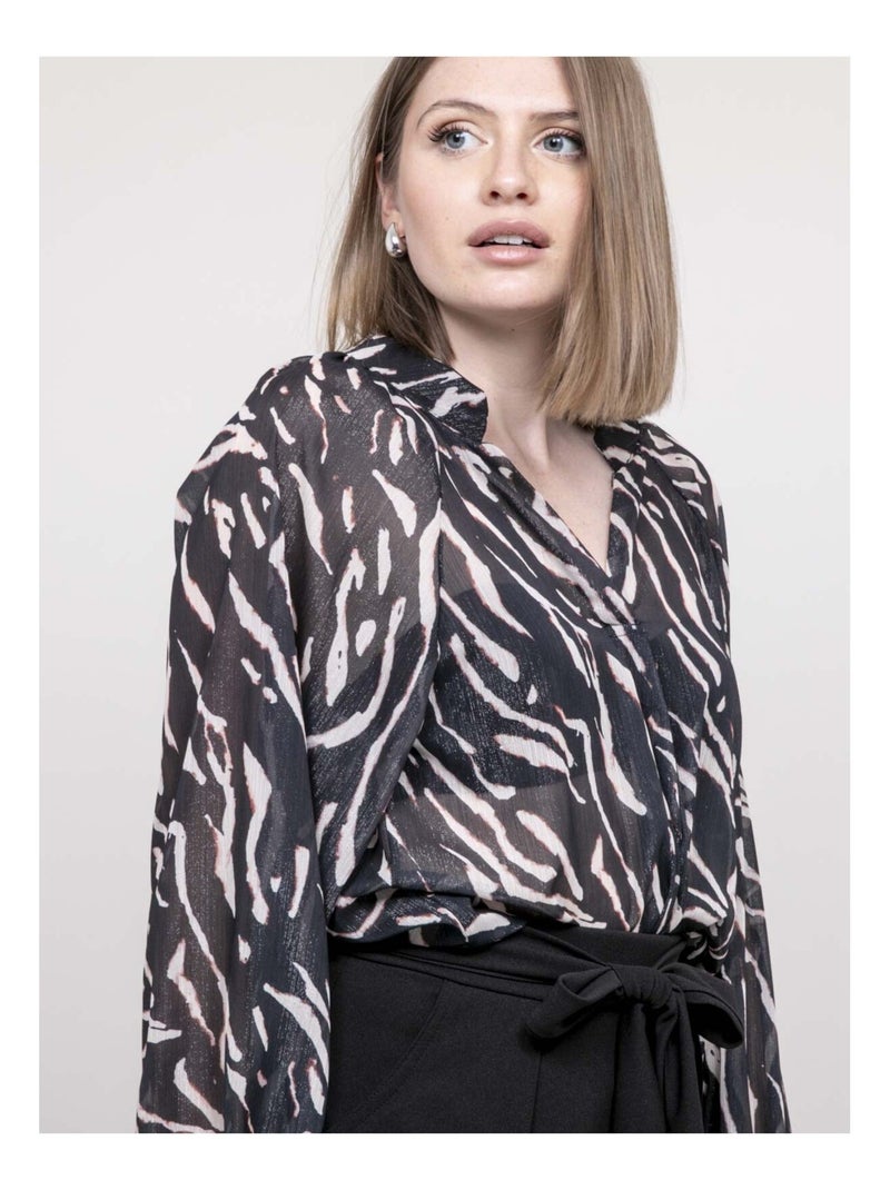 Blouse imprimée zébrée ONORINA Noir - Kiabi