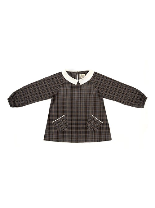 Blouse Intersaison   Carreaux  et Fils Lurex   Col CLAUDINE - La Faute à Voltaire - Kiabi