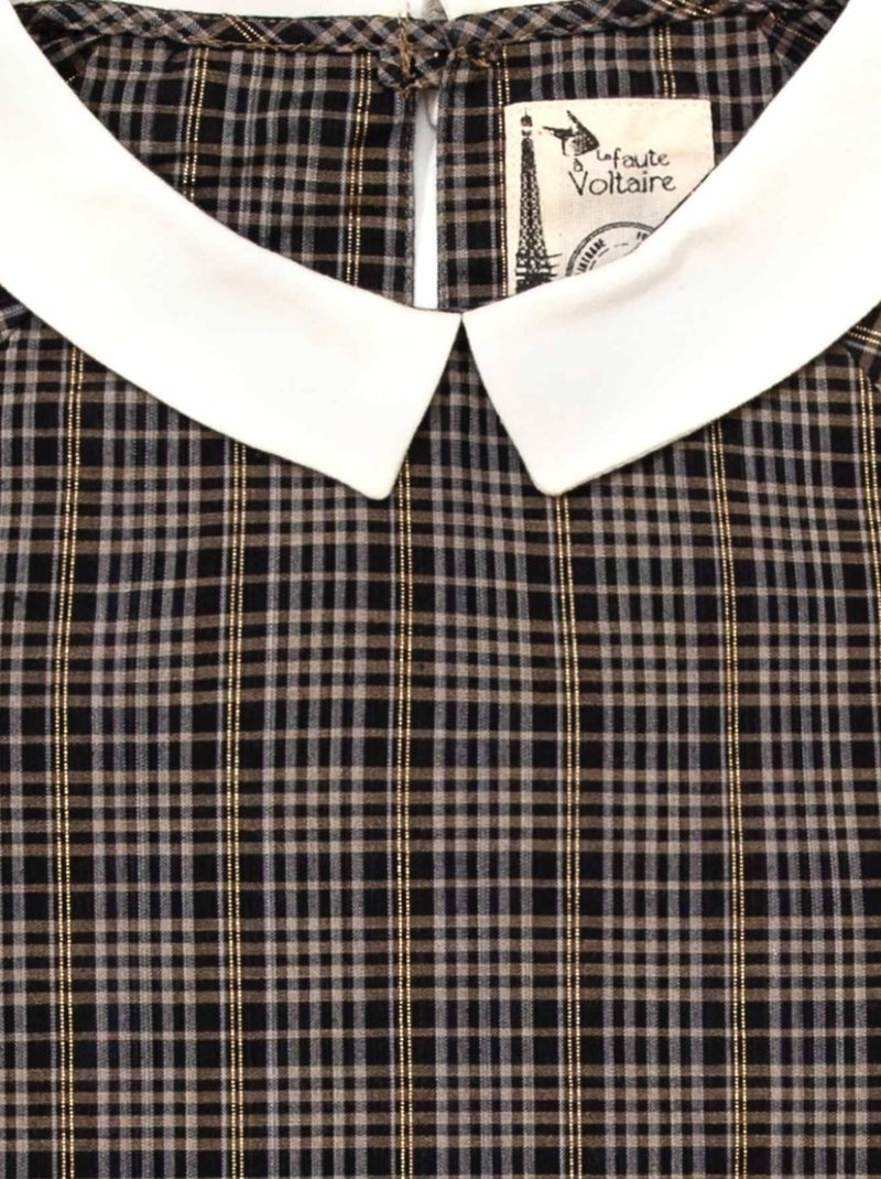 Blouse Intersaison   Carreaux  Fils Lurex   Col CLAUDINE - La Faute à Voltaire Gris Doré Noir - Kiabi