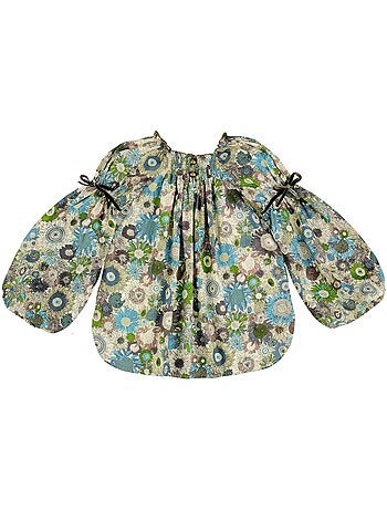 Blouse Intersaison Fleurie Col Smocks CHIMENE - La Faute à Voltaire