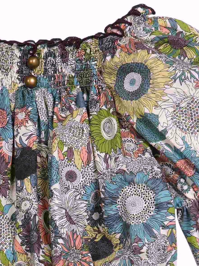 Blouse Intersaison    Fleurie   Col Smocks  CHIMENE - La Faute à Voltaire Marron - Kiabi