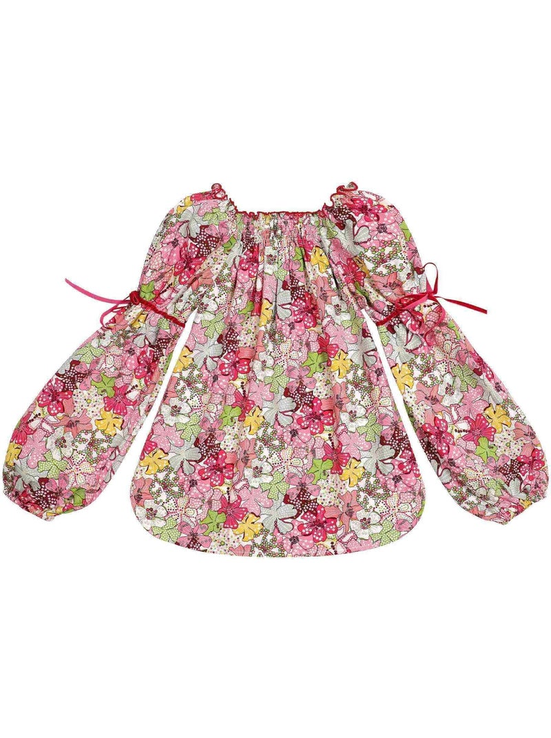 Blouse Intersaison Fleurie   Liberty   Col Smocks  CHIMENE - La Faute à Voltaire Rouge - Kiabi