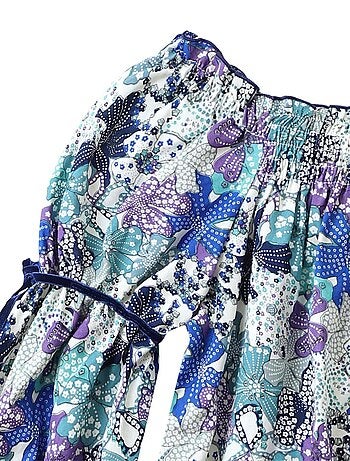 Blouse Intersaison Fleurie Liberty et Col Smocks CHIMENE - La Faute à Voltaire