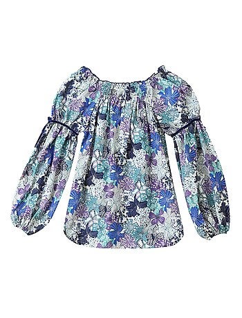 Blouse Intersaison Fleurie Liberty et Col Smocks CHIMENE - La Faute à Voltaire