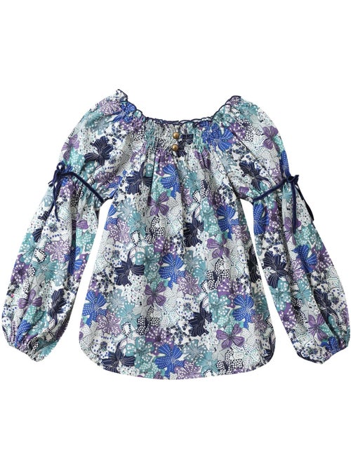 Blouse Intersaison Fleurie   Liberty  et   Col Smocks  CHIMENE - La Faute à Voltaire - Kiabi
