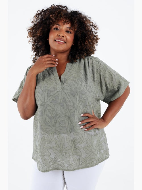 Blouse jacquard en viscose unie PAPRIKA - Kiabi