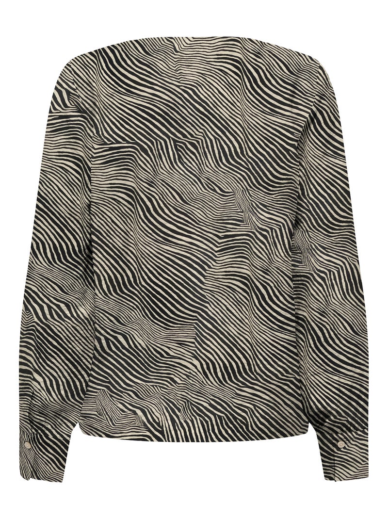 Blouse 'JDY' à manches longues et motif zébré Noir - Kiabi