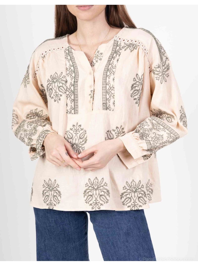 Blouse Kebello Beige/Noir - Kiabi