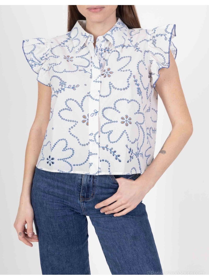 Blouse Kebello Blanc Bleu - Kiabi
