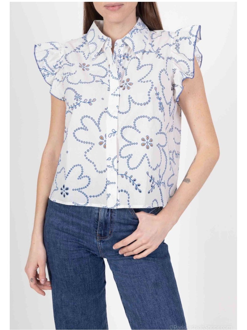 Blouse Kebello Blanc Bleu - Kiabi