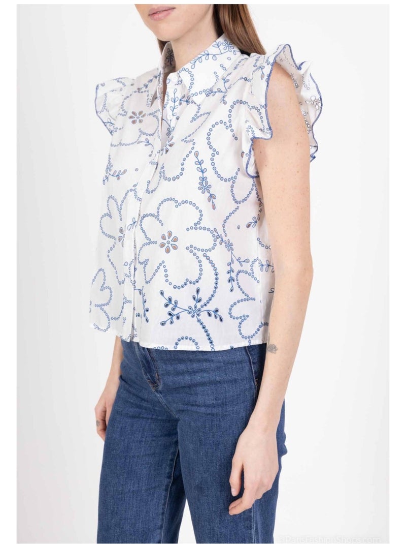 Blouse Kebello Blanc Bleu - Kiabi