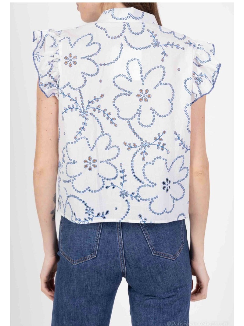 Blouse Kebello Blanc Bleu - Kiabi