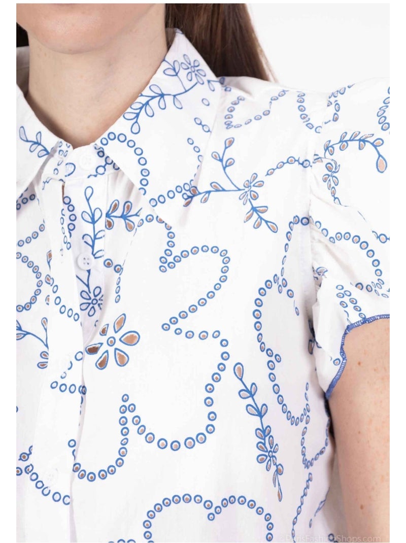 Blouse Kebello Blanc Bleu - Kiabi