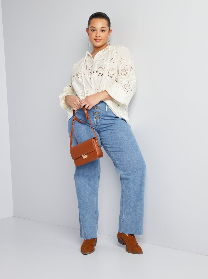 Blouse large en broderie anglaise Blanc - Kiabi