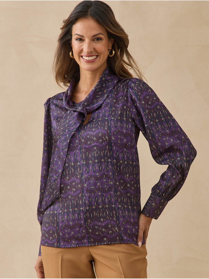 Blouse lavalilière en satin - DAXON Violet - Kiabi
