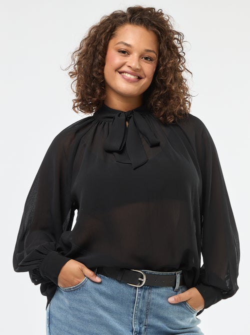 Blouse lavallière avec liens à nouer devant - Kiabi