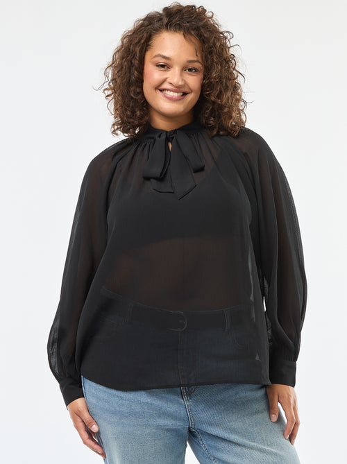 Blouse lavallière avec liens à nouer devant - Kiabi