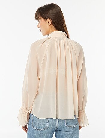 Blouse lavallière fluide avec manches volantées