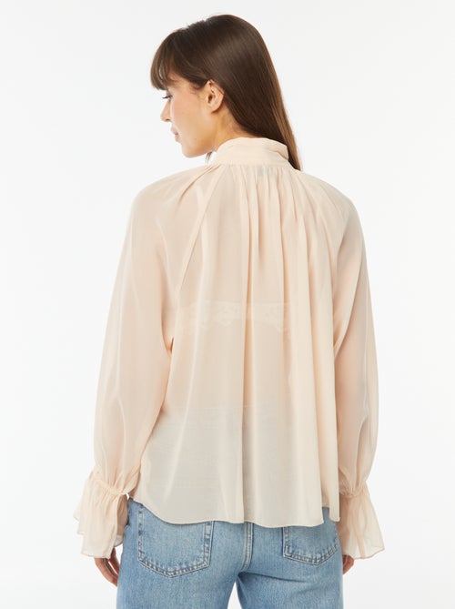 Blouse lavallière fluide avec manches volantées - Kiabi