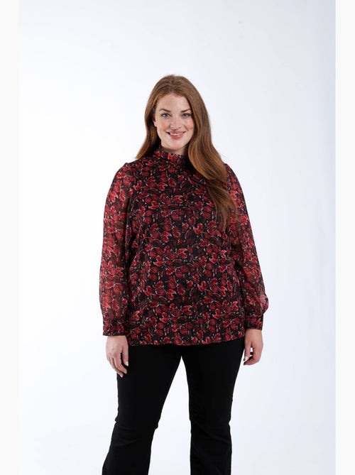 Blouse lavallière imprimé feuilles avec lurex PAPRIKA - Kiabi