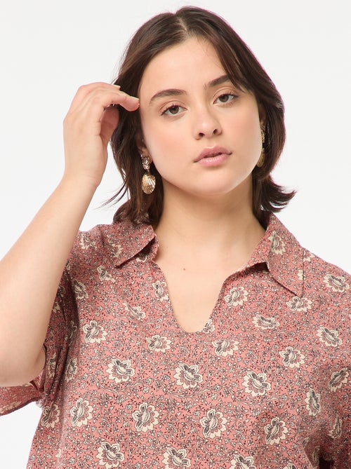 Blouse légère à manches courtes avec motif - Kiabi