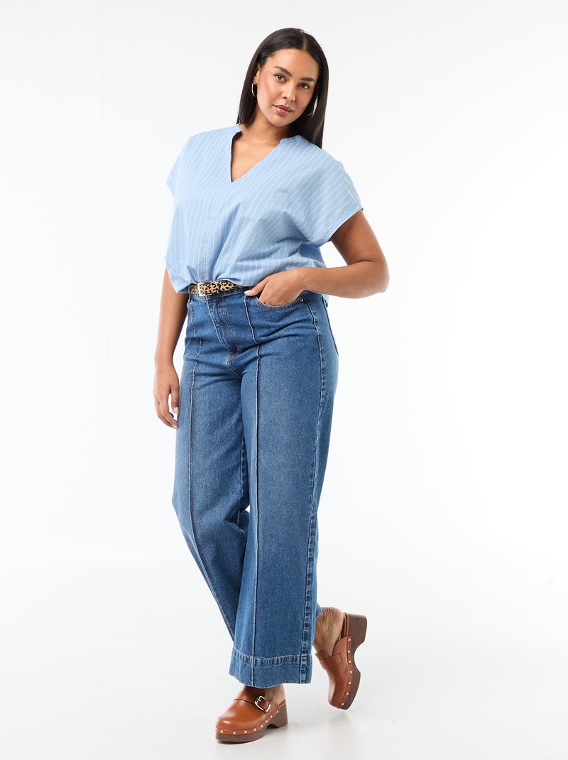 Blouse légère à manches courtes Bleu - Kiabi