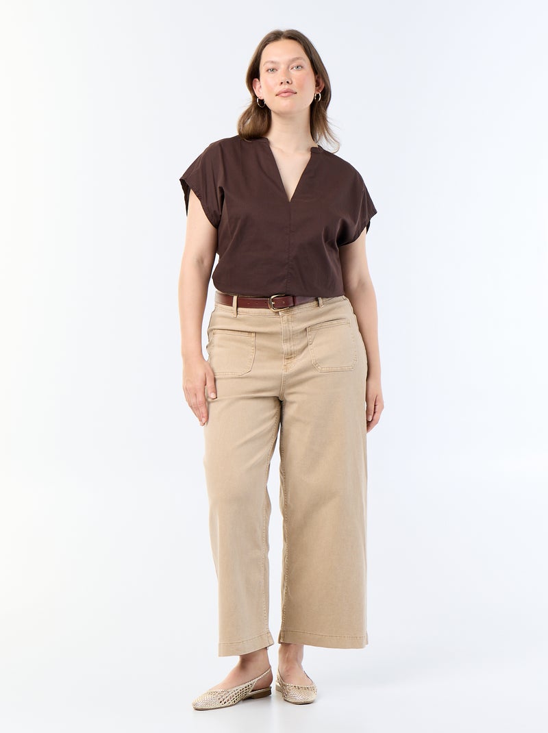 Blouse légère à manches courtes Marron - Kiabi