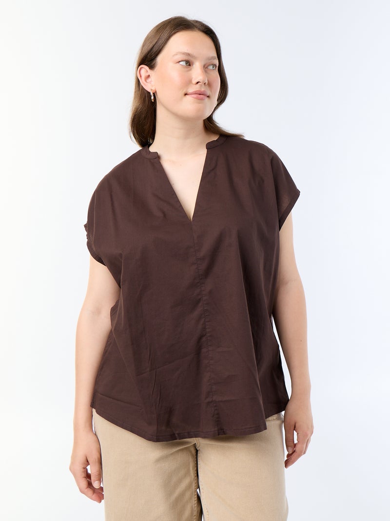 Blouse légère à manches courtes Marron - Kiabi
