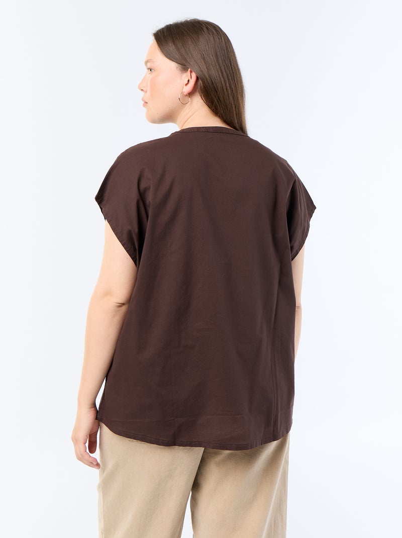 Blouse légère à manches courtes Marron - Kiabi