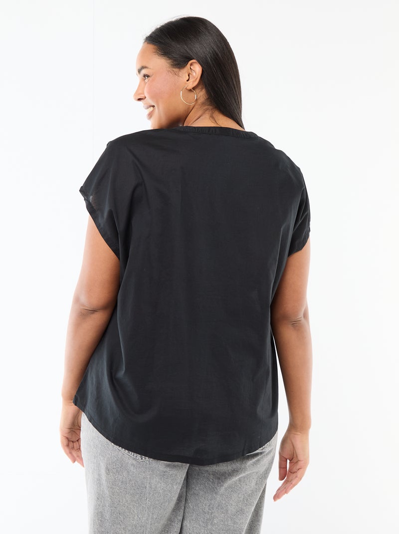 Blouse légère à manches courtes Noir - Kiabi