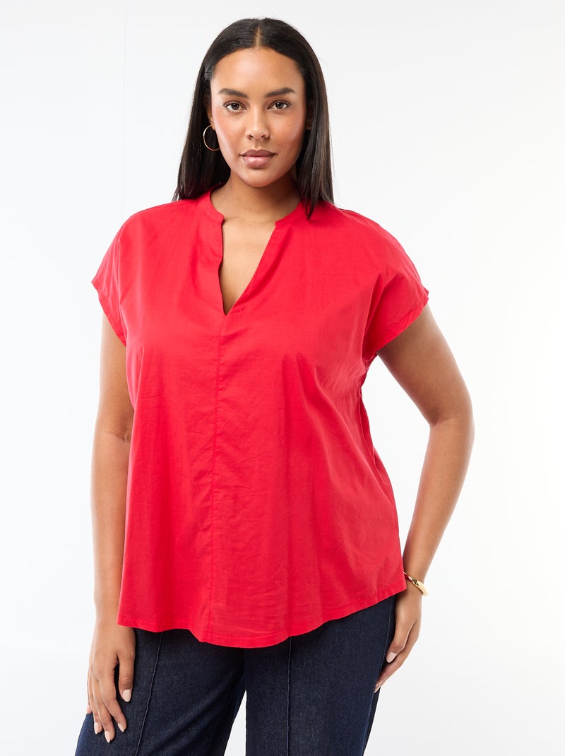 Blouse légère à manches courtes Rouge - Kiabi