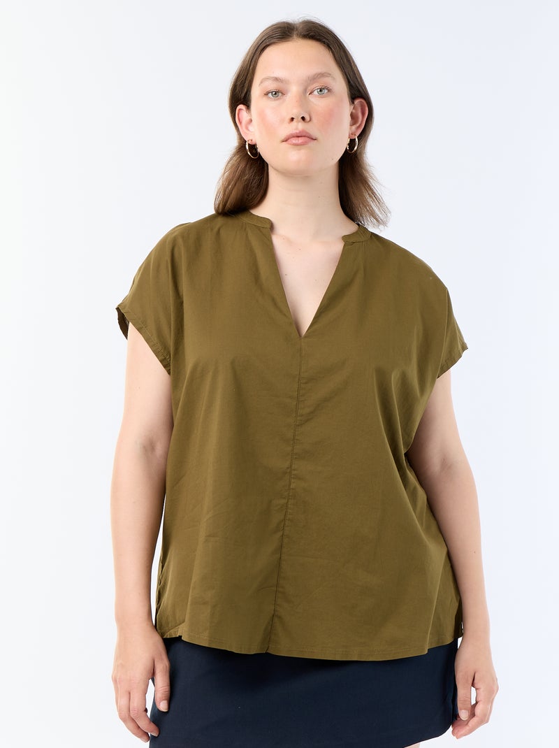Blouse légère à manches courtes Vert - Kiabi