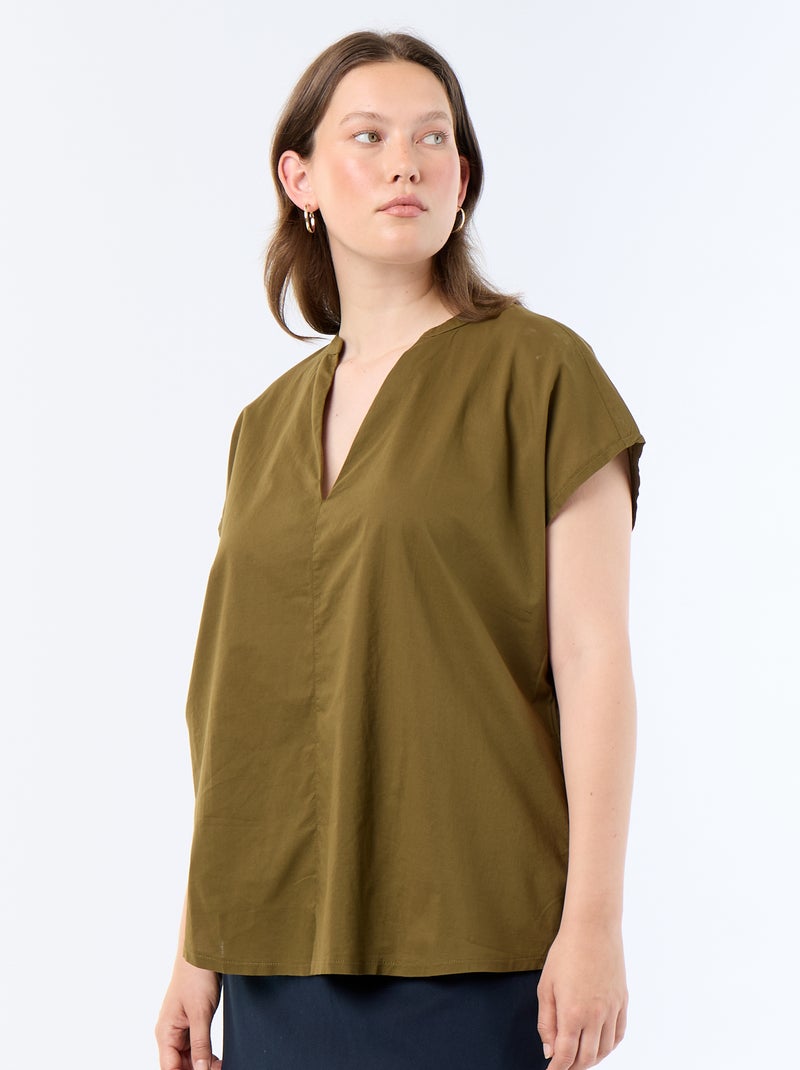 Blouse légère à manches courtes Vert - Kiabi