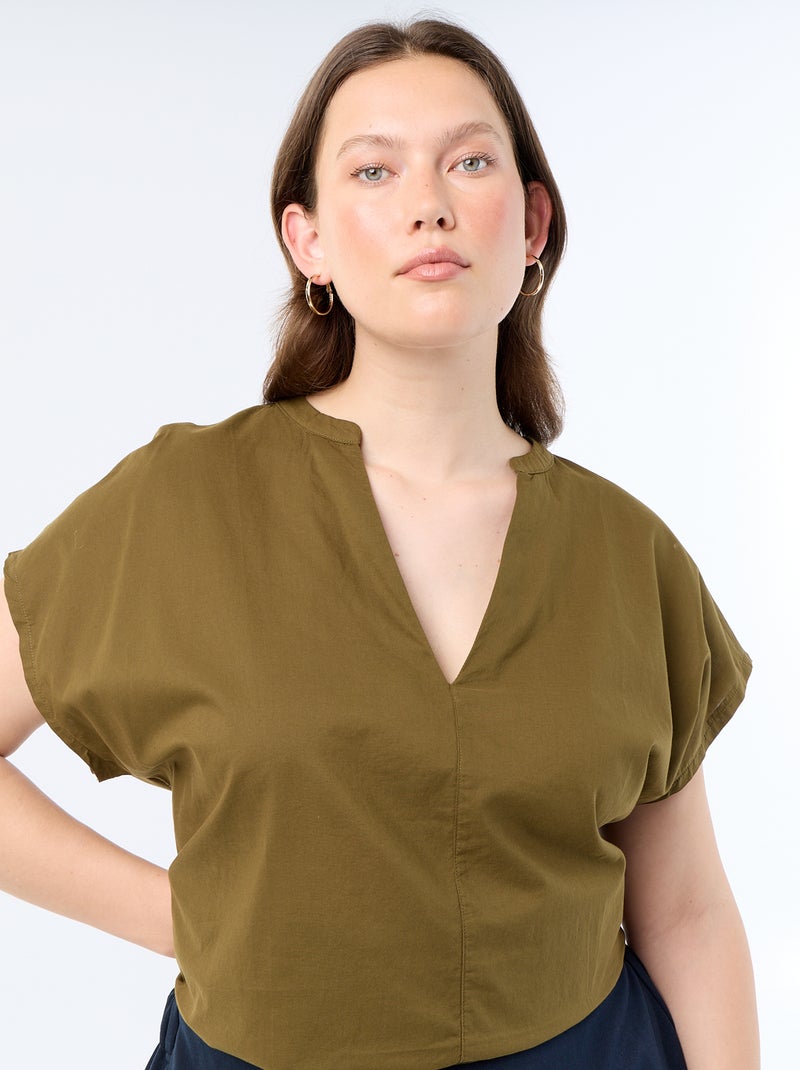 Blouse légère à manches courtes Vert - Kiabi