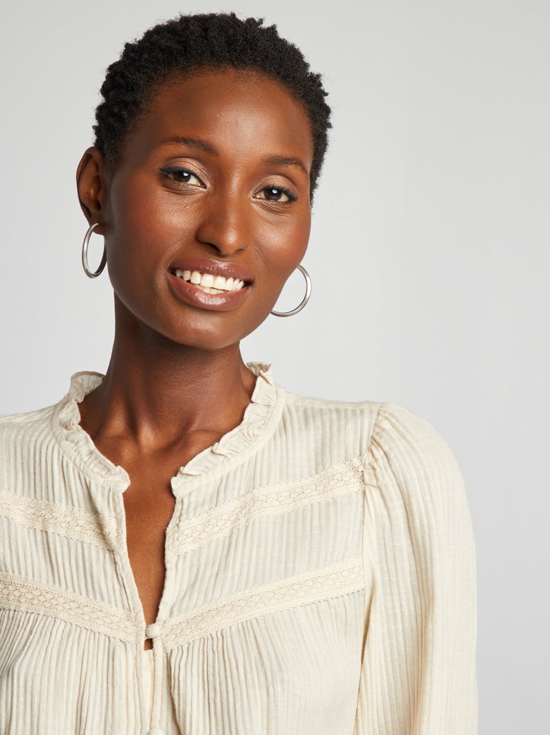 Blouse légère à manches longues Beige - Kiabi