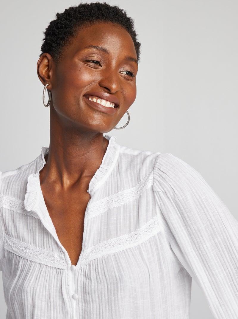 Blouse légère à manches longues blanc - Kiabi