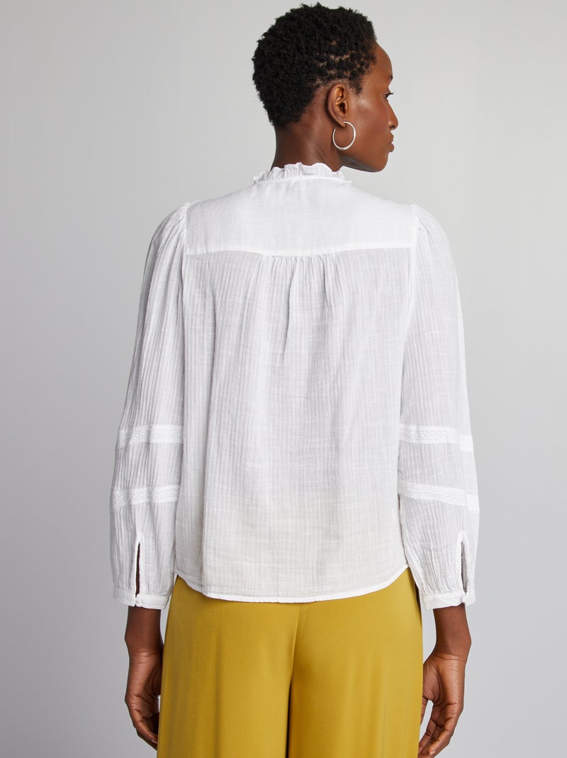 Blouse légère à manches longues blanc - Kiabi