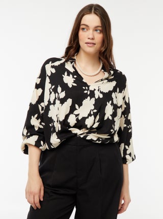 Blouse légère à manches longues et à motif