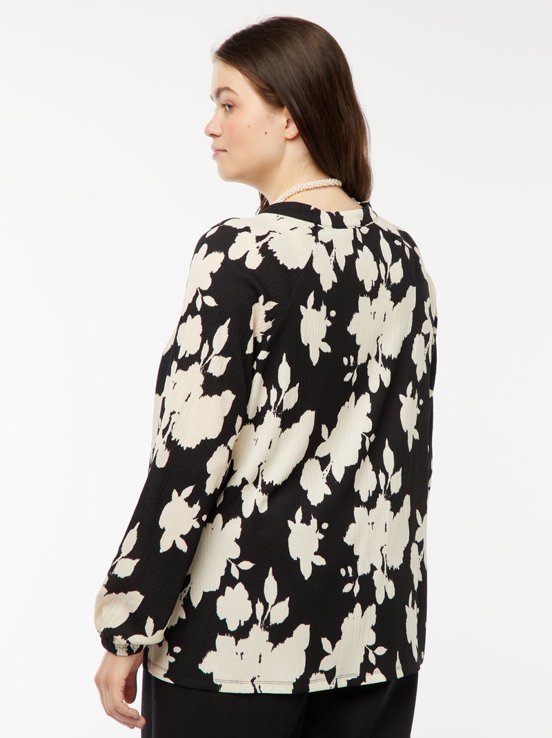 Blouse légère à manches longues et à motif Noir - Kiabi