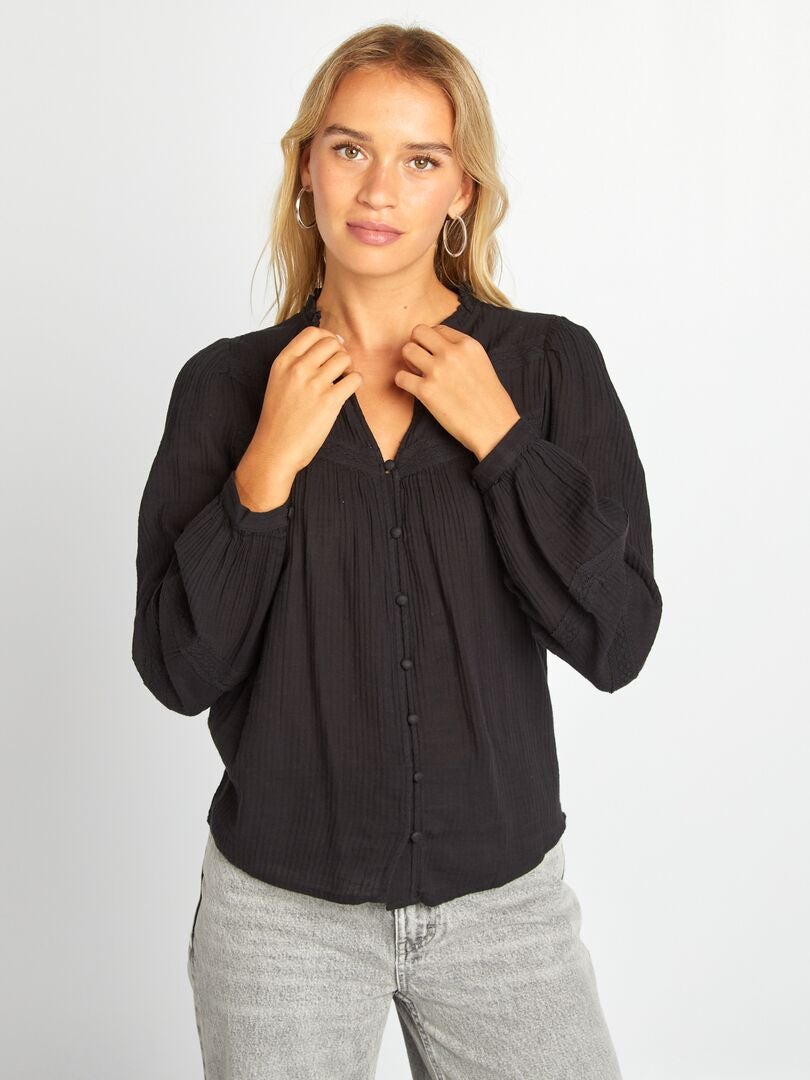 Blouse lgre  manches longues - noir - Kiabi - 20.00