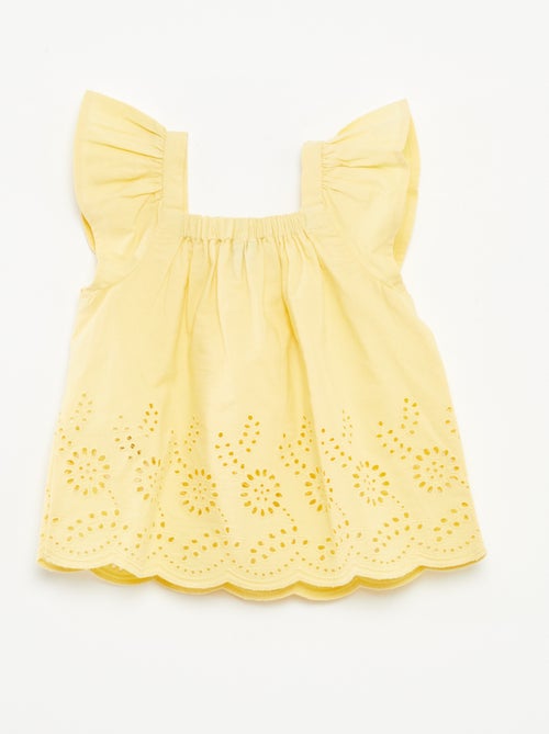 Blouse légère avec bretelles volantées et broderies - Kiabi