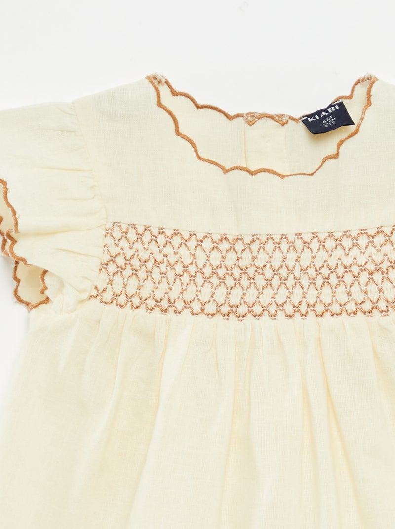 Blouse légère avec broderie beige - Kiabi