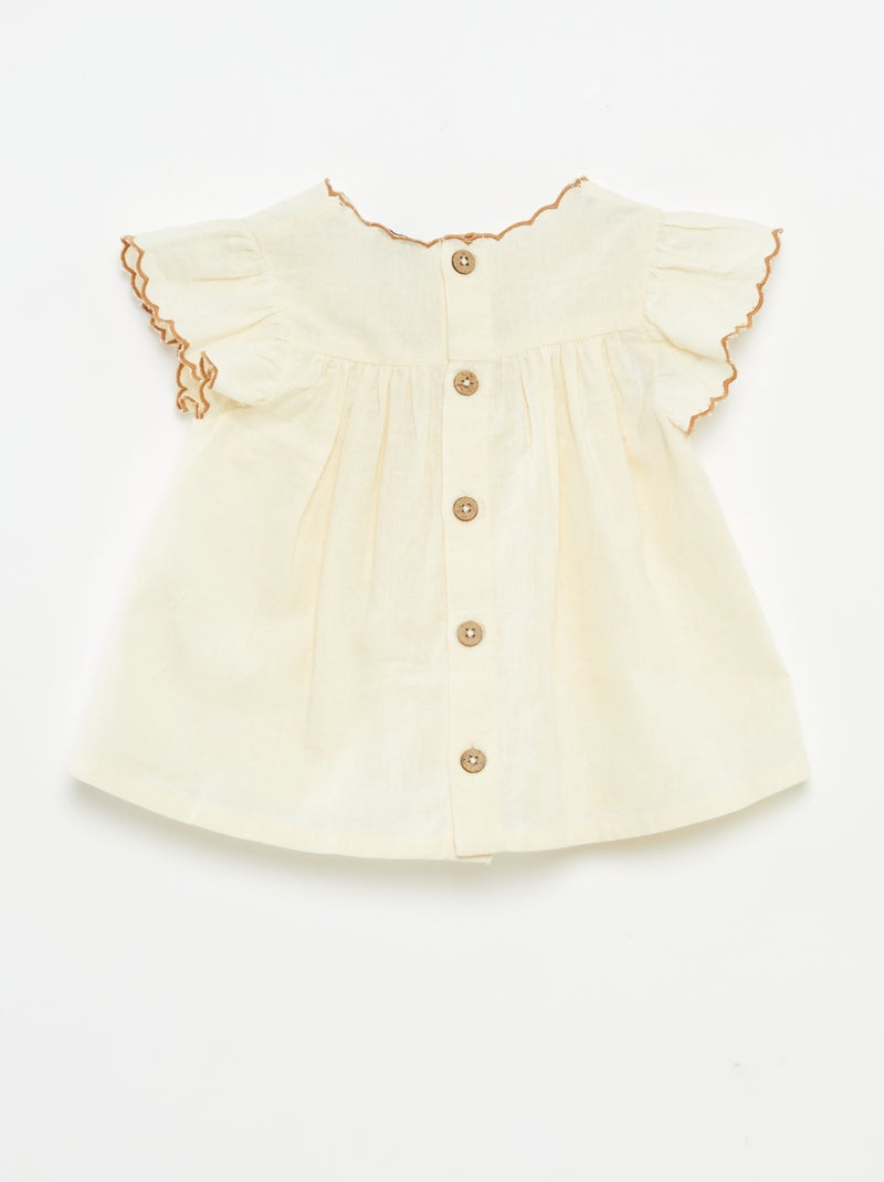 Blouse légère avec broderie beige - Kiabi