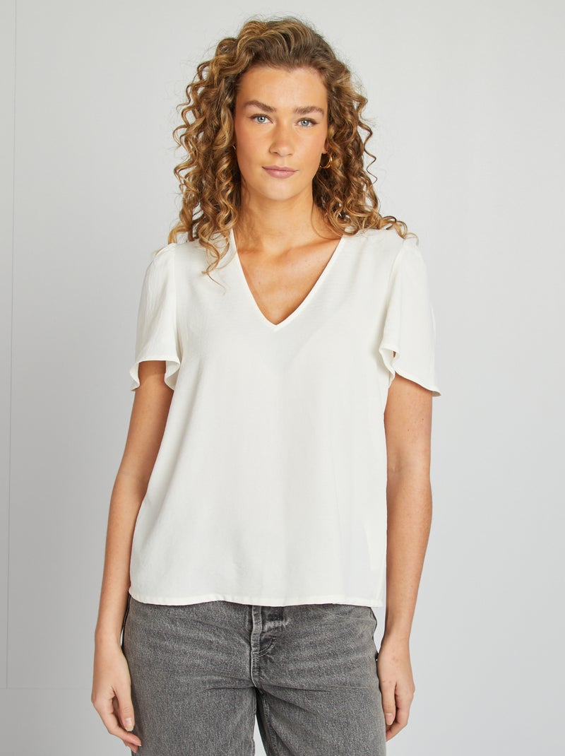 Blouse légère volante blanc - Kiabi
