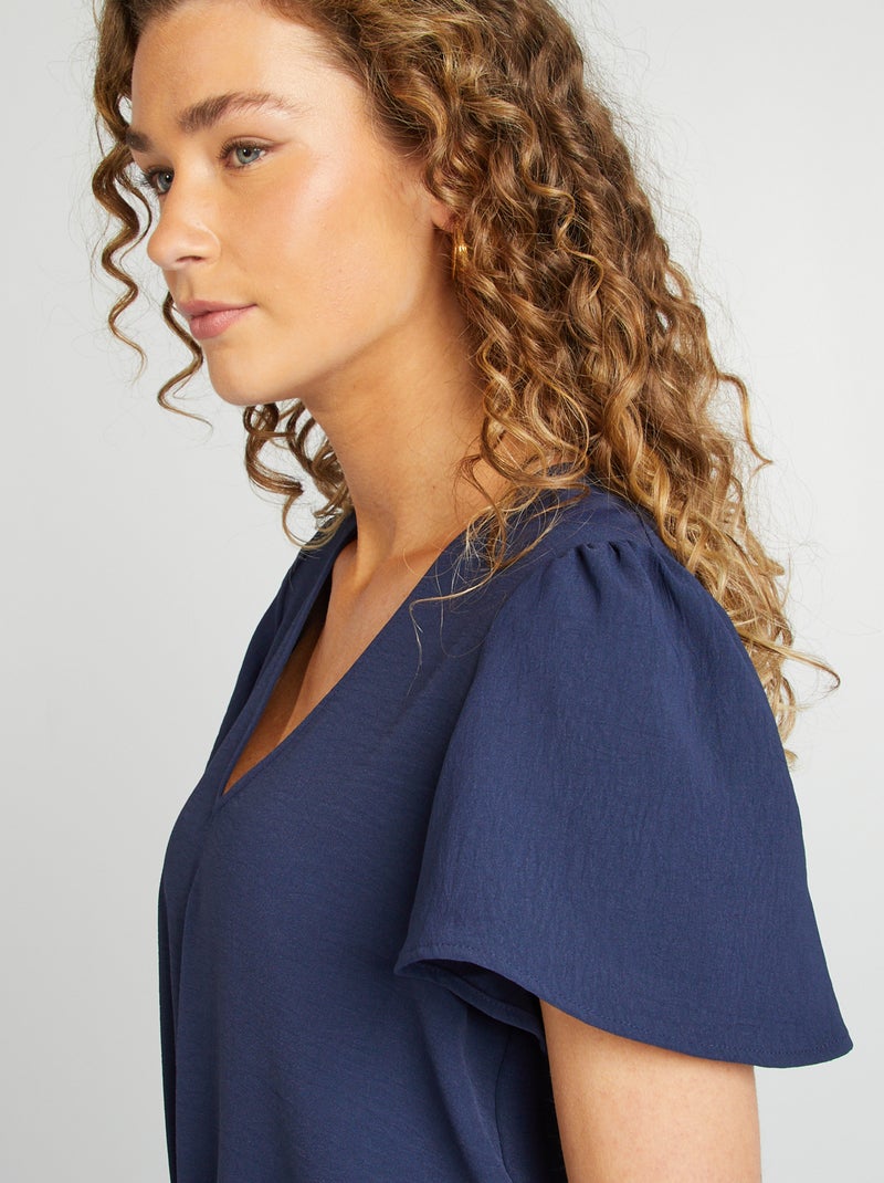 Blouse légère volante Bleu marine - Kiabi