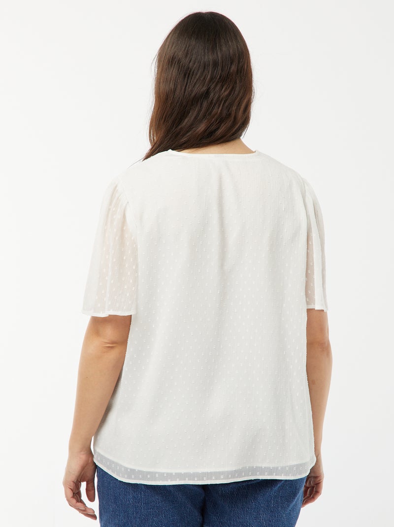 Blouse légère volante en plumetis blanc - Kiabi